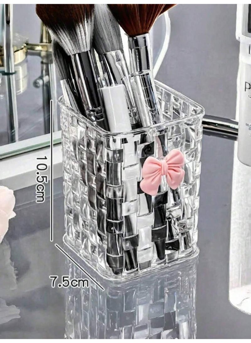 1 حامل فراشي مكياج أكريليك شفاف – منظم أدوات تجميل أنيق – صندوق تخزين شفاف للفراشي والإكسسوارات – مناسب لطاولة الزينة والحمام - Image 3